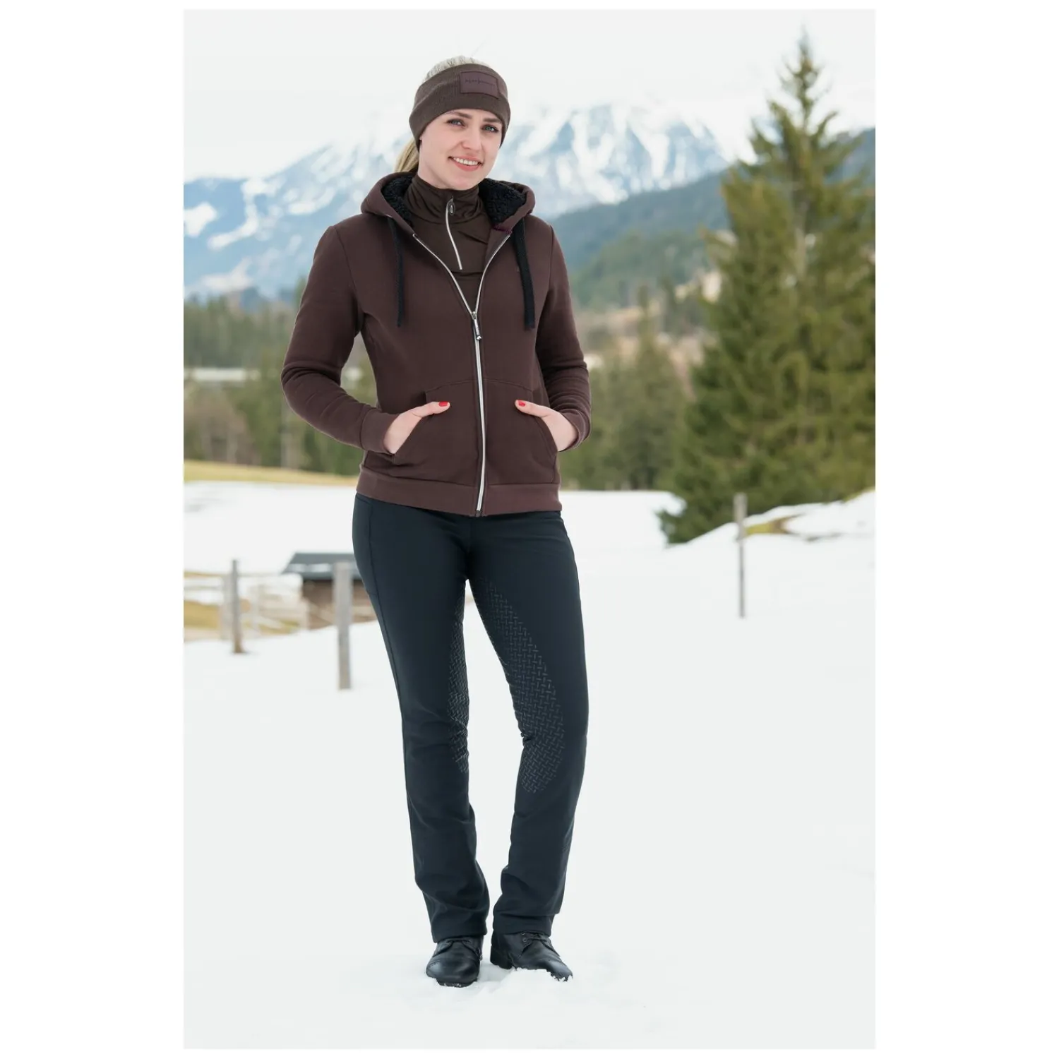 Damen Loesdau Reitjacken<black forest Sherpakapuzen-Sweatjacke