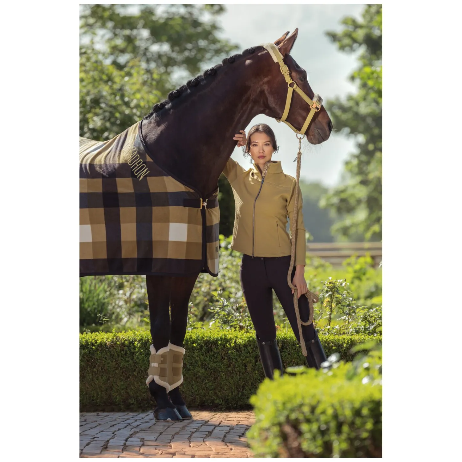 Loesdau Pferdedecken|Transportdecken<ESKADRON Heritage Abschwitzdecke Fleece Check