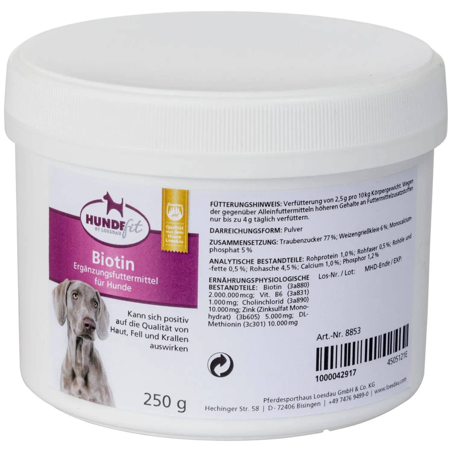 Loesdau Zusatzfutter<HUNDEfit by Biotin