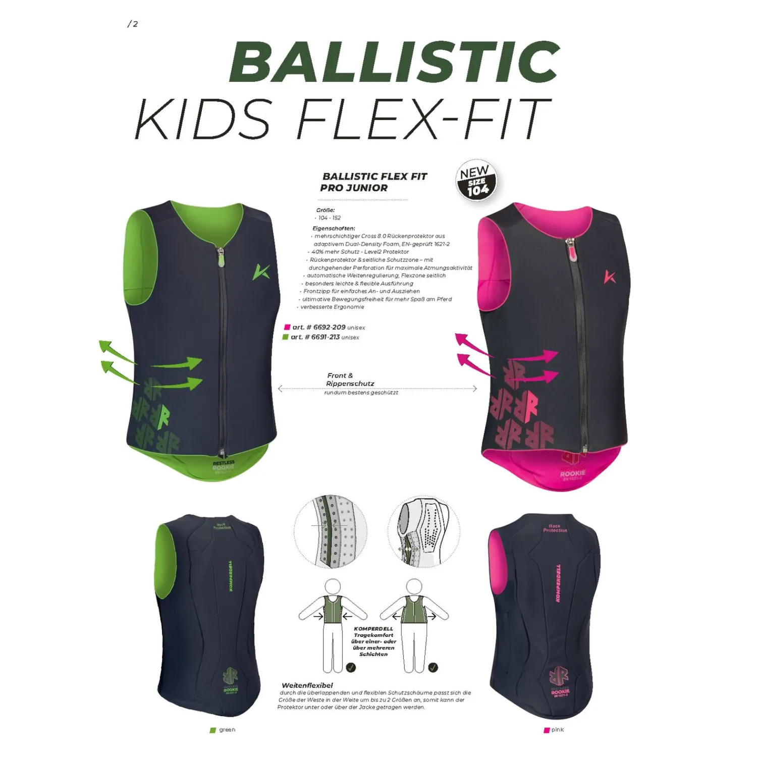 KOMPERDELL Geschenke Für Reiter|Sicherheitswesten<Rückenprotektor BALLISTIC FLEX FIT PRO - JUNIOR