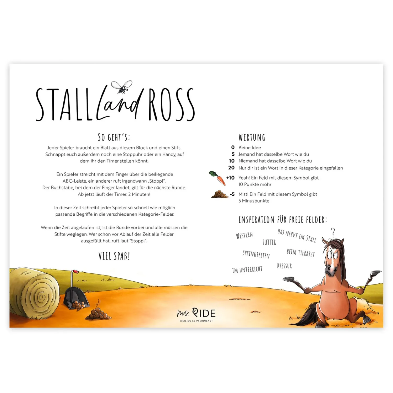 Loesdau Geschenke Für Reiter<mrs. RIDE Spielblock Stall Land Ross