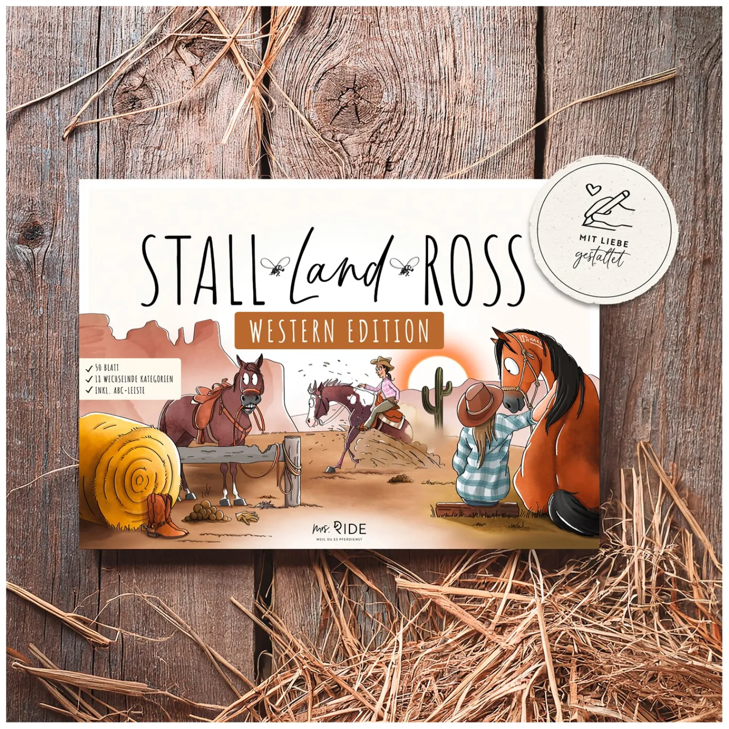 Loesdau Geschenke Für Reiter<mrs. RIDE Spielblock Stall - Land - Ross, Western Edition