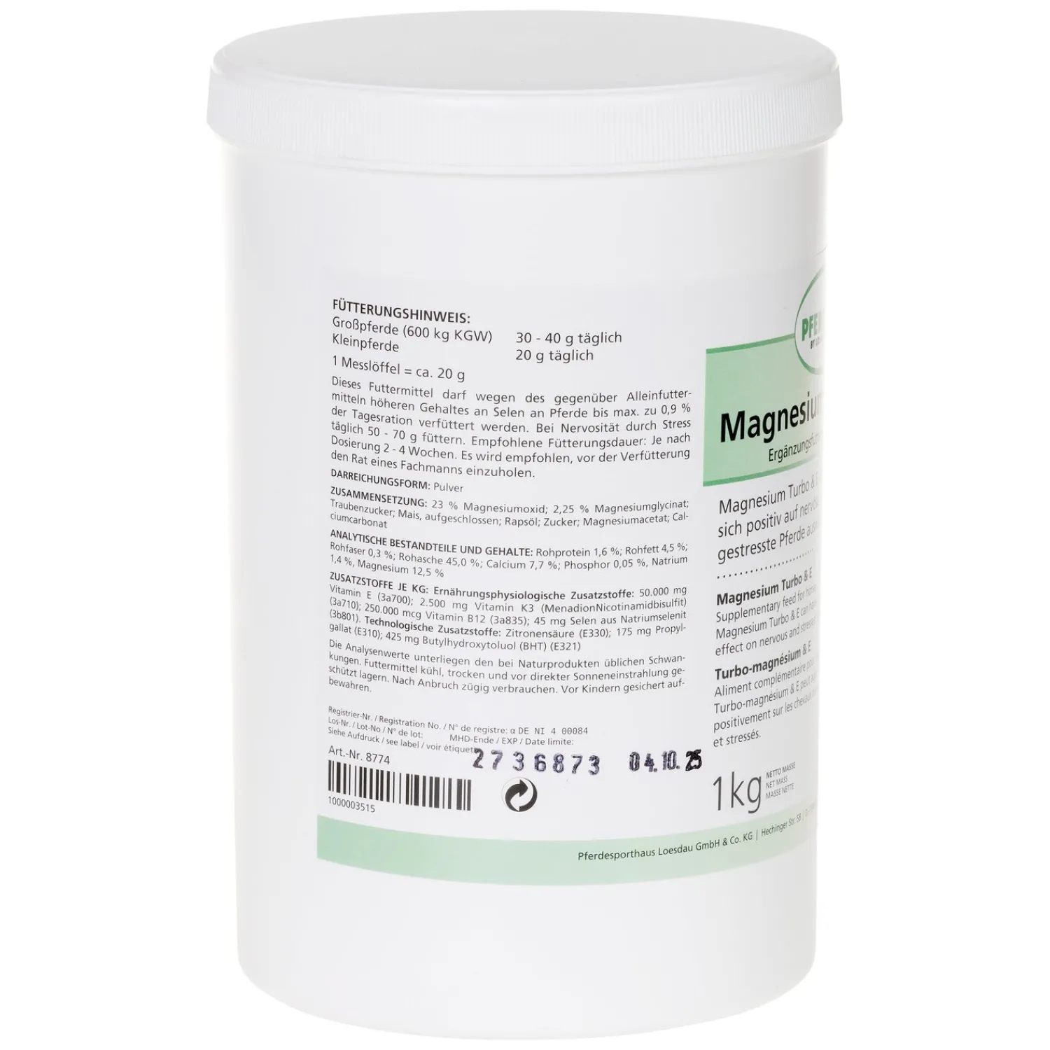 Loesdau Zusatz- Und Mineralfutter<PFERDEfit by Magnesium-Turbo & E