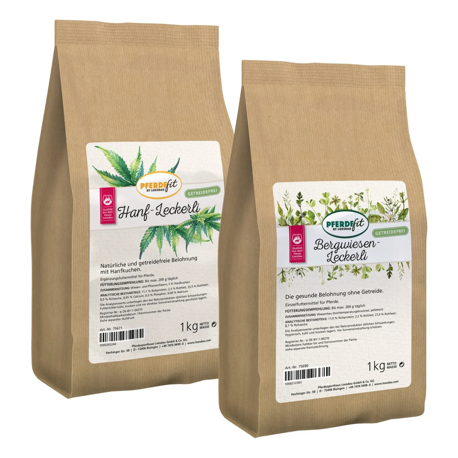 Loesdau Pferdeleckerlies|Feelgood Bundles<PFERDEfit by Set Leckerli - Bergwiesen-Leckerli und Hanf-Leckerli