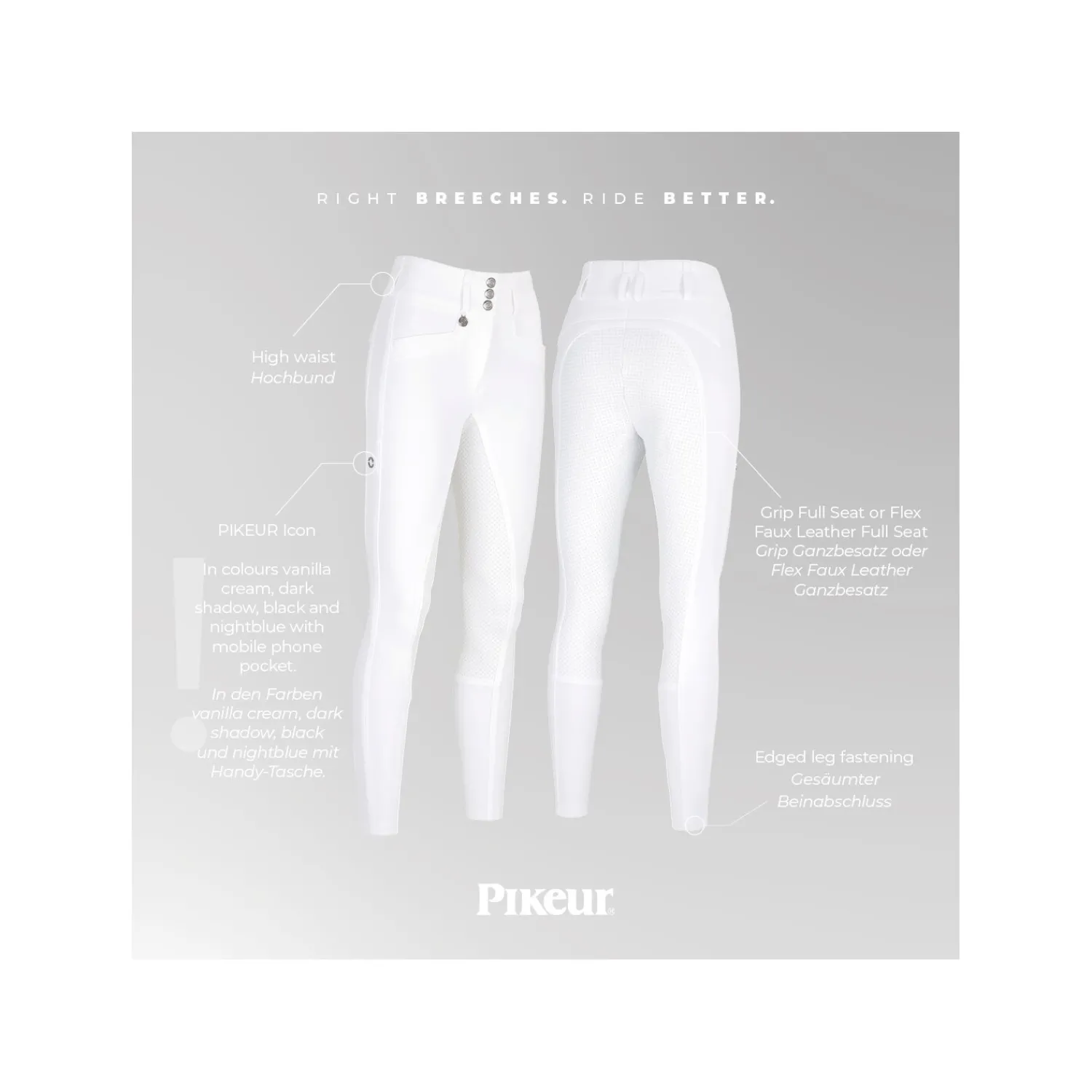 Damen PIKEUR Reithosen<Highwaist Gesäßeinsatz-Reithose New Candela FFL