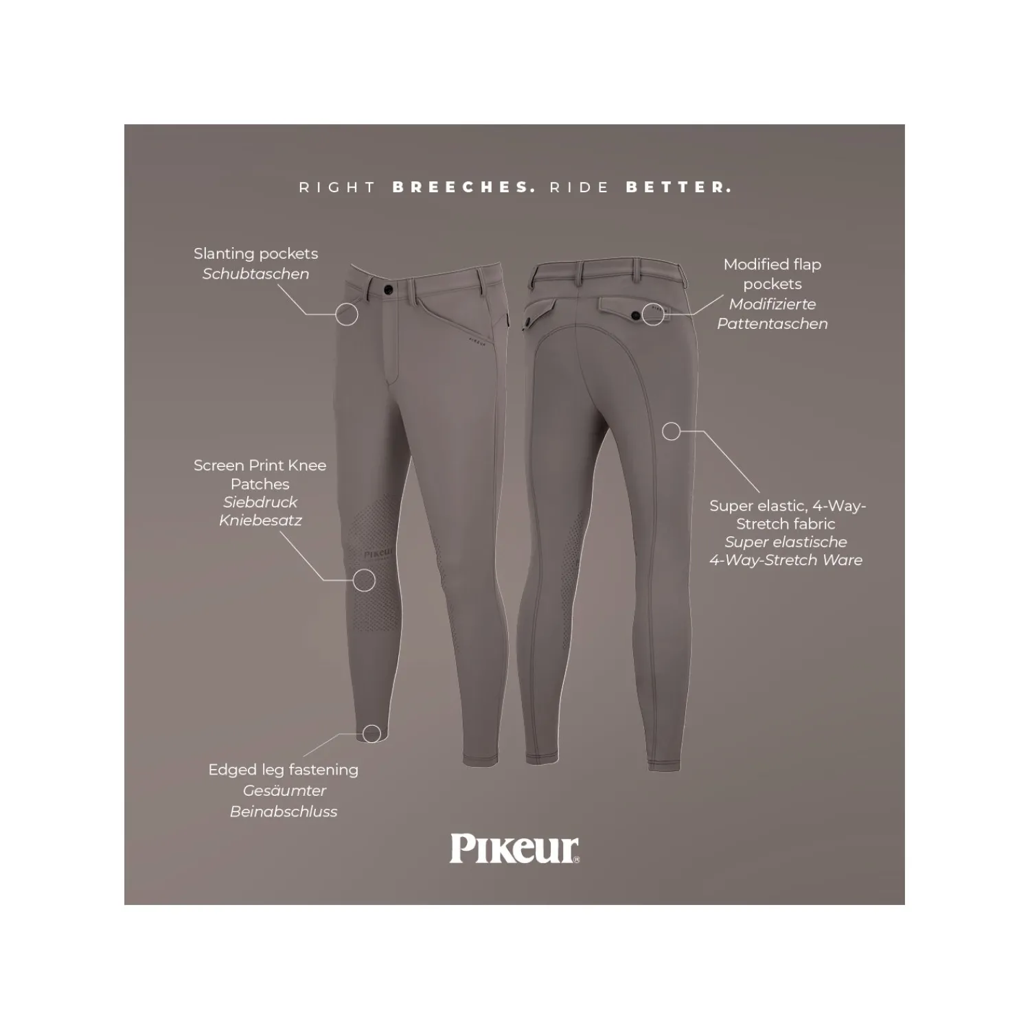 Herren PIKEUR Reithosen<Sports Collection Kniebesatz-Reithose New Rodrigo KN, für Herren